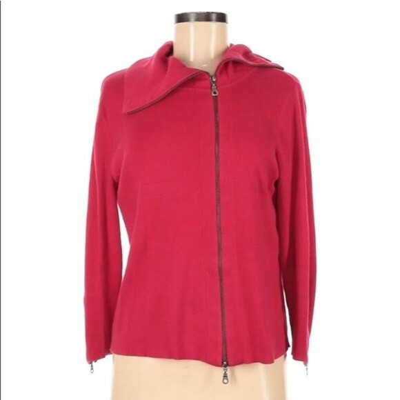 CABI Sweater Small Red Zip Front Long Sleeve XS - Picture 2 of 5
